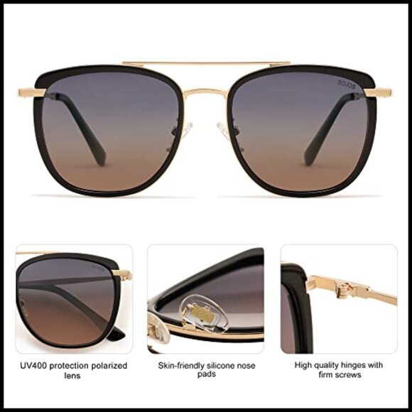 Polarized Aviator Sunglasses with UV400 Protection, Metal and TR90 Frame main image 5